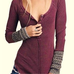 Free people thermal ski lodge cuff waffle Henry long sleeve shirt- xs